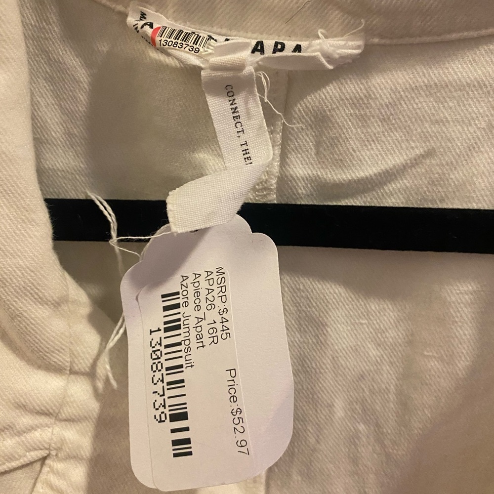 NBW NWT Apiece Apart White Jumpsuit Size 16